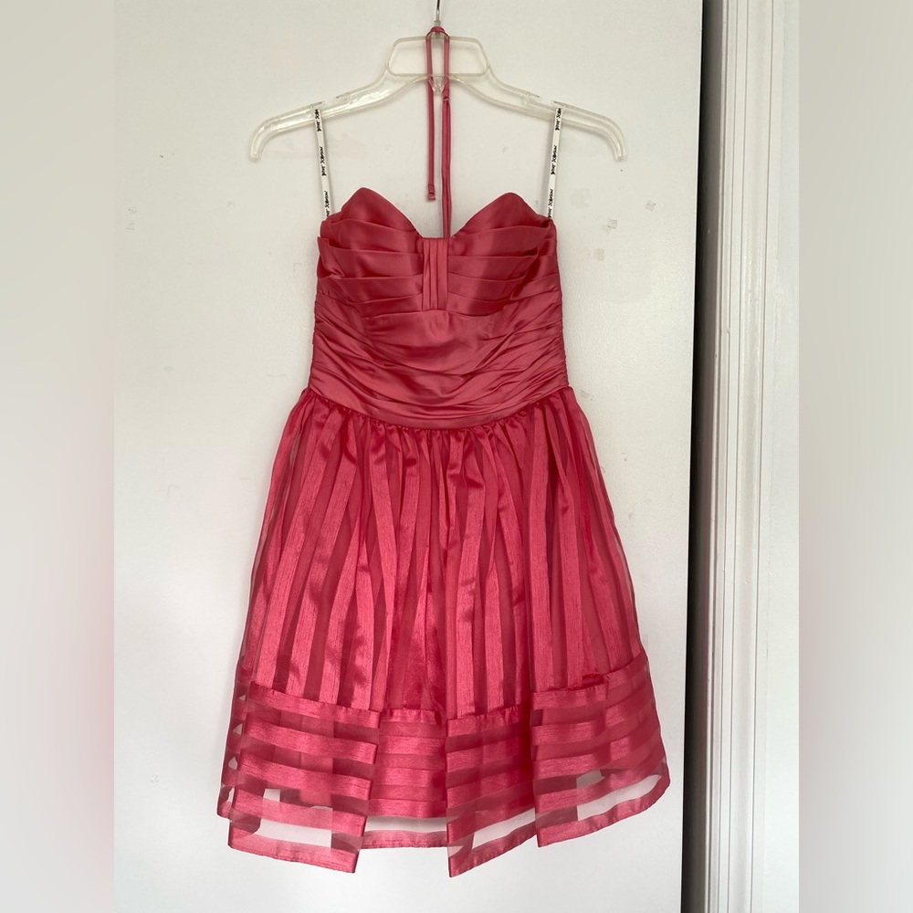 Betsey Johnson Pink Organza Strapless Tutu Corset Prom Dress
